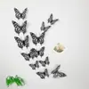 Adesivos de parede autoadesivos 3D criativos coloridos dourados champanhe com borboleta oca tridimensional para parede de fundo decoração de casa adesivos LK08