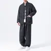Outono/Inverno 2026 Novo Estilo Chinês Masculino Veludo Cotelê Casual Conjunto Étnico Solto Retrô Tendência Conjunto de Duas Peças