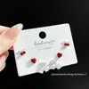 SLBABY exquisitos aretes pequeños con incrustaciones de diamantes, tres pares, aguja de plata s925, elegantes, simples, aretes múltiples