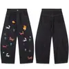 Moda Coreana Estilo Primavera Dibujos Animados Bordado Guadaña Pantalones Sueltos Casuales Tendencia Juvenil Jeans Unisex
