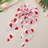 Grampo de Cabelo com Laço de Rede de Natal Padrão Papai Noel Floco de Neve Adorno de Cabeça Festivo Acessórios de Cabelo Doces Europeus e Americanos para Crianças