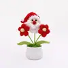 Bonecas de Plantas de Natal em Vasos de Crochê, Girassóis Feitos à Mão com Lã, Rosas Suculentas, Flores Artificiais em Estoque