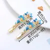 Accesorios para el Cabello Lacados Más Vendidos en Stock: Pinzas para el pelo de aleación para mujer, Pinzas de rana pintadas, Pinzas laterales florales, Adornos para el flequillo con pedrería