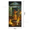 Banner de puerta de Halloween de Amazon, decoración de jardín exterior, tela de poliéster, bandera divertida para cubrir puerta, bandera de Halloween personalizada