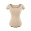 8715-2026 Primavera/Verano Nuevo Sexy Adelgazante Camiseta Base Superior Estilo Europeo y Americano Moda Cuello Redondo Manga Corta Camiseta para Mujer