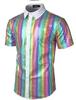 Camisa Formal Masculina 2025 Camisa Botonada com Lantejoulas Festa Disco Anos 70 Fantasia Cosplay Xuanzi