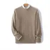 Nuevo suéter de lana para hombre de otoño e invierno, 100% lana pura, grueso y cálido, tejido de punto de cuello redondo, prenda básica, venta al por mayor