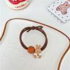 Cuerda de pelo de conejo linda de estilo coreano y japonés, temperamento simple, color curry, color té con leche, banda de goma de animal de dibujos animados, anillo para el cabello