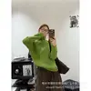Novo suéter com zíper e gola alta para mulheres, outono e inverno, pulôver de malha canelada com caimento solto, cor sólida, top de estilo casual