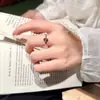 Diseño popular en Xiaohongshu: Anillo de gota de agua morada con diamante brillante, anillo abierto de dedo índice de alta gama exquisito de nicho, transfronterizo