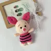 Pingente Chaveiro Porquinho Rosa Fofo de Crochê Acabado, Pingente de Bolsa Boneca de Lã, Atacado em Estoque
