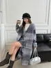 Elegante conjunto de punto de color degradado para mujer, nueva colección otoño/invierno 2026: cárdigan + chaleco de cuello en V, un conjunto chic de dos piezas
