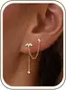 Pendientes de Tachuela con Cadena de Circonita Chapados en Oro de Lujo Ligero Más Vendidos en Amazon para Mujer, Adornos para la Oreja de Moda para el Viaje Diario, Pendientes de Aspecto de Alta Gama, Chapados en Cobre Dorado