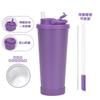 Nueva Taza de Acero Inoxidable con Popote que Puede Absorber Revestimiento Interior de Cerámica Perlada Doble Capa al Vacío Taza de Hielo para Té con Leche Rebotante