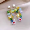Pendientes de Lirio del Valle Coloridos de Estilo Pastoral Dopamina, Pendientes Largos con Borla de Flor Estilo Hada de Vacaciones