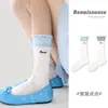 Calcetines Originales Renacimiento para Mujer Primavera y Verano Nuevos Calcetines Blancos de Lunares para Pantorrilla Calcetines Delgados Transpirables Adelgazantes para Mujer