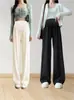 Calça de Maternidade, Calça de Perna Reta de Seda de Gelo, Cintura Alta, Suporte para a Barriga, Modelagem Solta, Roupa Externa, Calça Longa, Roupa de Verão, Calça de Maternidade Solta Casual, Estilo Fino