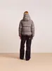 Chaqueta Corta de Algodón a Cuadros Elegante con Capucha Desmontable para Mujer 2025 Estilo Europeo y Americano Transfronterizo Nuevo Estilo Otoño e Invierno