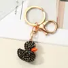 Pingente Chaveiro Pato Totalmente Cravejado com Diamantes, Design Estilo Coreano, Alto Apelo Estético, Chaveiro Divertido para Carro, Pequeno Presente