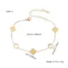 Moda Europea y Americana Elegante Verano Tendencia Acero Inoxidable Chapado en Oro de 18K Hueco Flor de la Suerte Trébol de Cuatro Hojas Collar Pulsera para Mujer