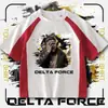 Camiseta Infantil de Manga Curta D Delta Force Lobo Vermelho Gravado Rosa D Dourada, Versátil para o Verão, Gola Redonda, Roupa Infantil