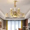 Lustre todo em cobre estilo europeu, luz principal para sala de estar, luz de jantar duplex de luxo americano, luz para quarto, luz para escritório, atacado