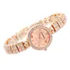 E-commerce transfronteiriço 2024 relógio feminino de quartzo de luxo com diamantes, pulseira de moda dourada e ouro rosa