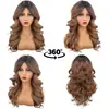 Nova Peruca Completa para Cabeça, Estilo Europeu e Americano Transfronteiriço, Marrom Degradê, Franja Ondulada da Moda, Cabelo Cacheado Natural de Comprimento Médio, Mais Vendida