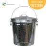 Lixeira de Ferro Galvanizado Cor Natural Balde de Armazenamento Grande com Tampa Balde de Armazenamento de Metal para Exterior Lixeira