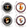 Posavasos de Gallo Peculiar Transfronterizos, Posavasos de Madera Antideslizantes y Aislantes del Calor con Diseño a Cuadros Rosas y Negros, Posavasos que Calientan el Corazón