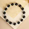 Pulsera de Cuentas de Obsidiana Natural y Aguamarina Cuentas de Separación Diseño Original Apilable Joyería de Cristal para Mano Fabricante Venta al por Mayor en Stock