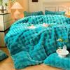 Juego de Cama de Cuatro Piezas de Terciopelo de Leche con Pelo de Conejo Color Puro Nuevo Otoño e Invierno Forro Polar Doble Cara Terciopelo Coral Sábanas Funda de Edredón