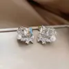 Brincos de Tarraxa Quadrados com Pérola, Borboleta de Zircônia Bling, Estilo Coreano, Agulha de Prata, Brincos Exquisitos Versáteis, Joia de Orelha de Luxo Leve com Toque de Alto Padrão para Mulheres