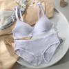 Sujetador de algodón puro para niñas, conjunto de ropa interior de verano para estudiantes de secundaria, fino, sin aros de acero, antiflacidez y con fruncido de pecho pequeño.