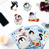 Transfronterizo 8 Hojas/Paquete Caricatura Cara de Pingüino Cambia-Cara Pegatinas Rompecabezas Niños Educación Temprana Rompecabezas DIY Lindas Pegatinas de Pingüino Antártico