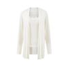 Cardigan Outer de Cor Sólida com Mangas Longas Sem Botões Jaqueta Estola Renda Feminina Splicing Camisola Slim Conjunto de Duas Peças