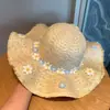 Chapéu de Sol de Aba Larga de Verão, Chapéu de Sol Floral Versátil para Viagem, Chapéu de Praia Feminino, Chapéu de Palha para Férias na Praia