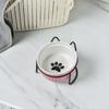 Protección de cuello plato para gato mascota cerámica doble plato protección anti-golpes lindo plato para comida plato para comer gato para beber doble uso mayoreo