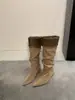 Botas Melard cor cáqui super estilosas 2026, botas longas femininas marrons, botins de bico fino emagrecedores, botas longas de cano alto