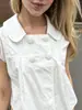 Camisa de Muñeca Estilo Coreano para Mujer 2026 con Botones Redondos Grandes de Doble Fila, Mangas Cortas, Mangas Acampanadas, Top para Mujeres Petites, Venta al por Mayor de Nicho