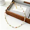 Collar de perlas naturales de colores de caramelo arcoíris, fresco y sencillo, cadena para la clavícula de forma de arroz de agua dulce, diseño original de nicho de alta gama