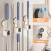 Potente Soporte de Mopa con Succión al Vacío para Inodoro Balcón Estante de Almacenamiento en Pared Clip para Escoba y Mopa Montado en la Pared del Baño