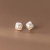 Aretes de Cuentas Cuadradas de Plata Nalan S925 Coreanos Ins Simples Nicho Commuter Elegantes Elegantes Elegantes Aretes M03129