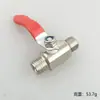 Válvula de esfera com rosca interna e externa, válvula de esfera de cobre pneumática para aquecimento de água, 1/2 polegada, 1/4 polegada, com alça vermelha