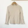 Suéter para niña estilo occidental, otoño e invierno 2024, con borde de orejas de madera, prendas de punto para niña, ropa interior para niña