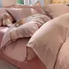 Conjunto de cama simples de algodão puro escovado de quatro peças com toque de alta qualidade, capa de edredom espessa 100% algodão, lençol, conjunto de três peças com lençol com elástico