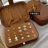 Caja de Almacenamiento de Joyería Portátil Vintage Marrón de Gran Capacidad Transfronteriza de Doble Capa para Pendientes, Anillos y Collares