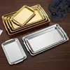 Placa de Barbacoa de Acero Inoxidable Estilo Coreano 304, Rectangular, Engrosada, Color Dorado, Plato Plano, Bandeja para Servir, Bandeja para Filetes Fábrica