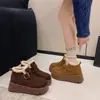 Botas de Nieve de Suela Gruesa para Aumentar la Altura para Mujer, Nuevo Estilo Otoño e Invierno 2026, Botines Cortos Estilo Birkenstock con Forro de Lana y Engrosados, Zapatos de Algodón Cálidos y Antideslizantes