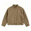 Chaqueta Corta de Mezclilla Color Café Vintage 2026 Nuevo Otoño Temprano Holgada Cuello Alto Chaqueta de Trabajo Ajustada Abrigo de Mezclilla para Mujer